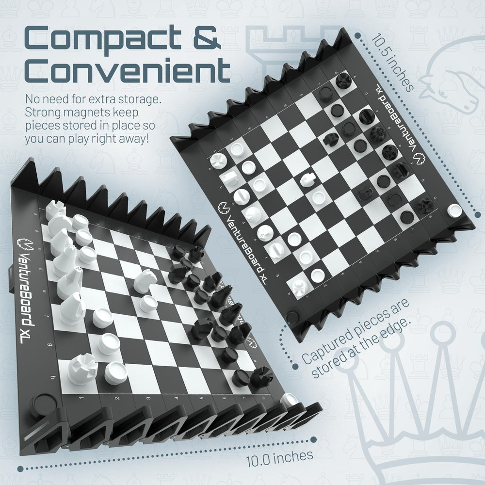 VentureBoard XL open board in 10.6 by 10 inches for versatile play anywhere.