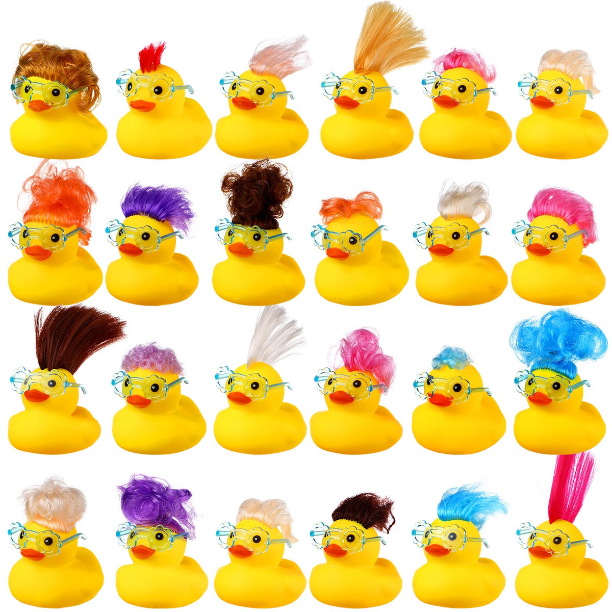 VercanMonth rubber duck bath toy set with blue flower sunglasses for fun baths