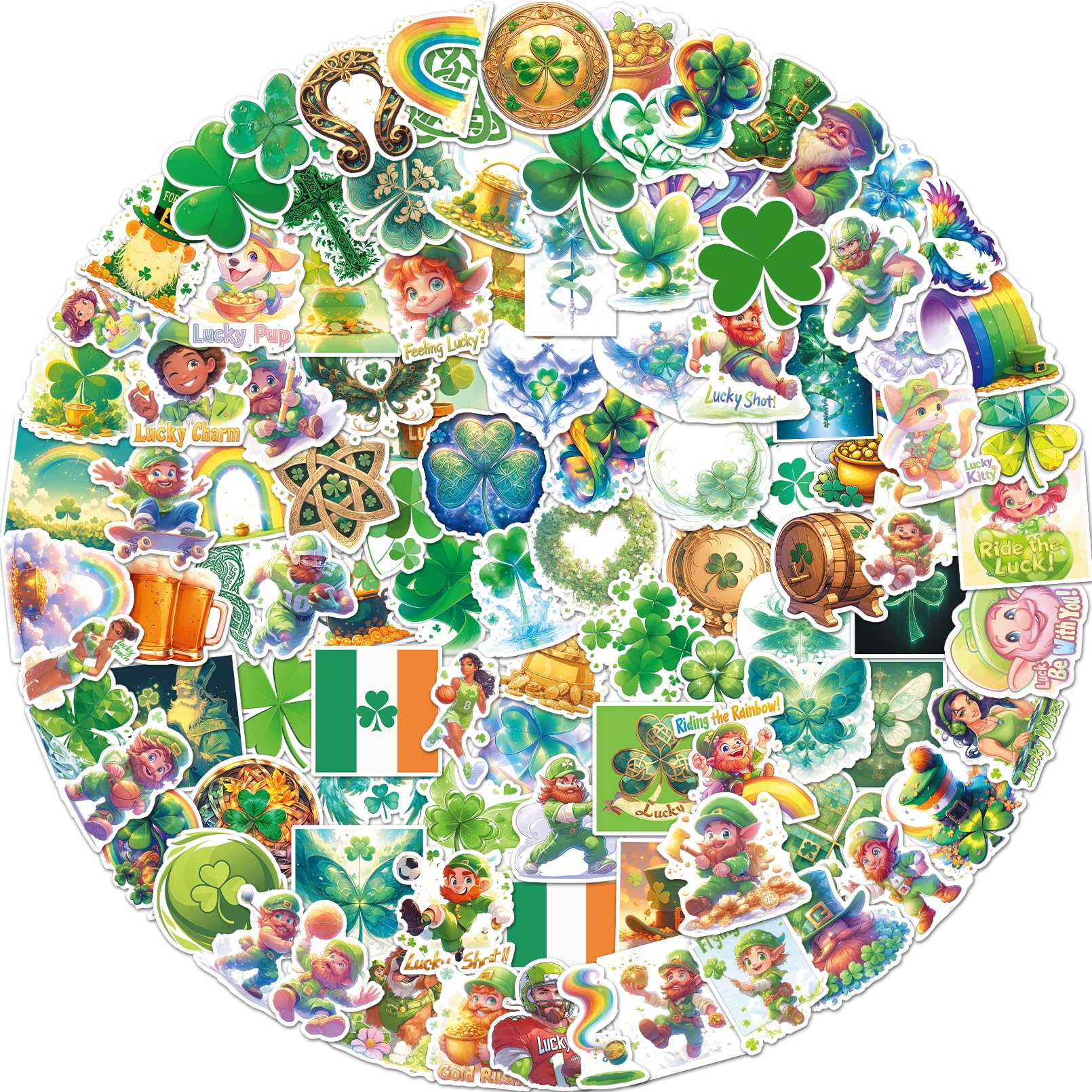 VERKSTAD St. Patrick's Day clover stickers decorate laptops with festive charm.