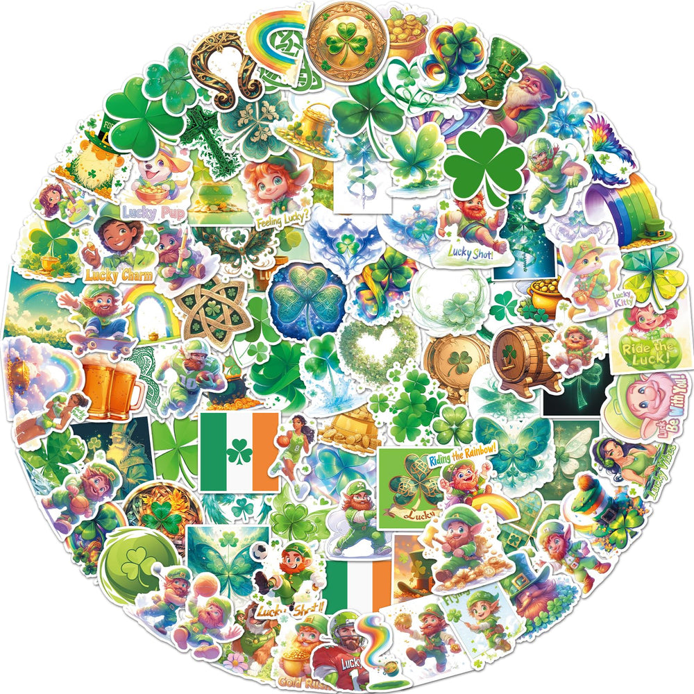 VERKSTAD St. Patrick's Day clover stickers decorate laptops with festive charm.