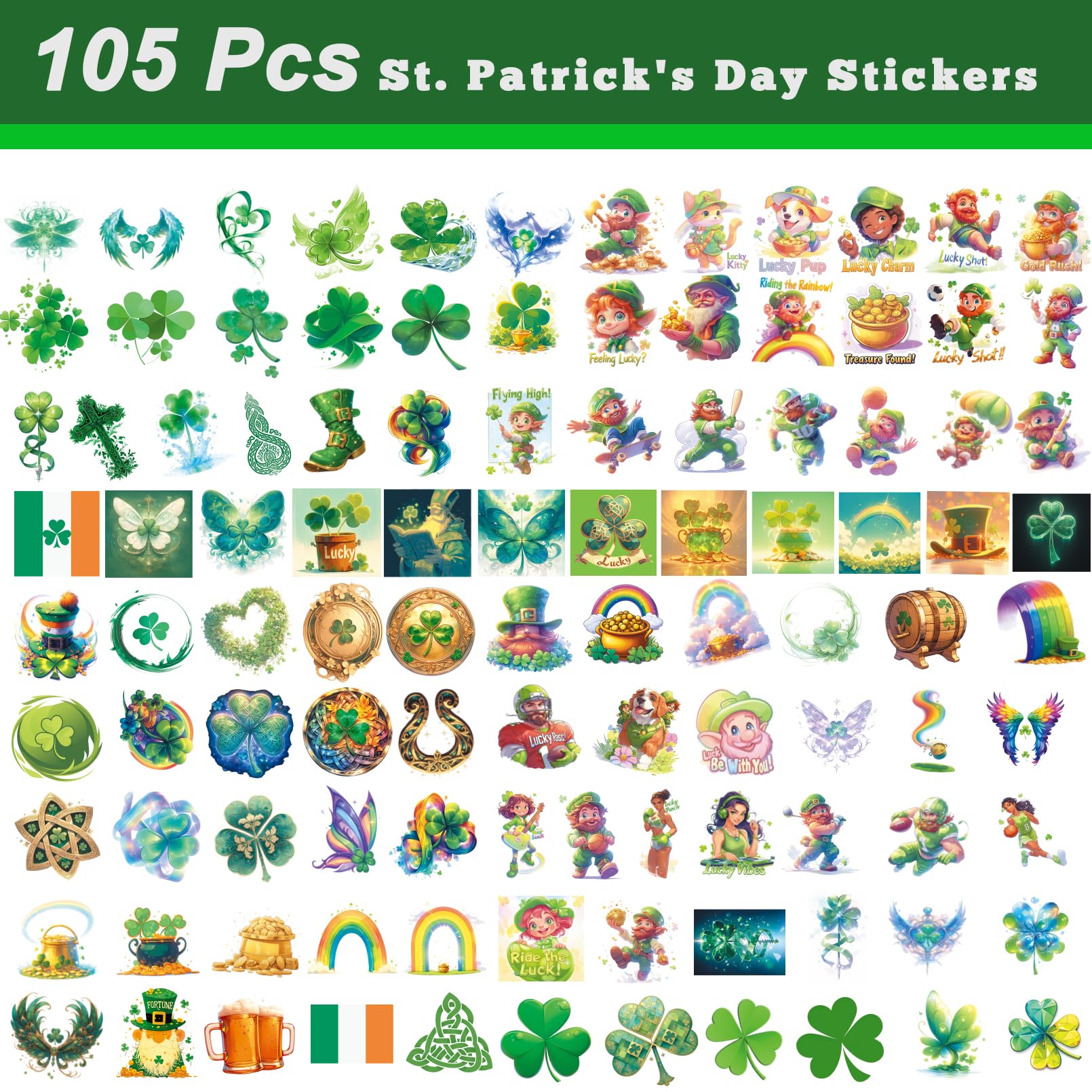 VERKSTAD clover stickers adorn water bottles for daily luck and color.