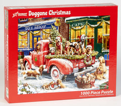 Vermont Christmas Company Doggone Puzzle pieces closeup highlights premium interlocking design for easy assembly.
