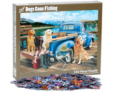 Vermont Christmas Company Dogs Gone Fishing during a cozy family night for shared problem solving.