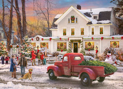 Vermont Christmas Company Inn at Christmas puzzle art, perfect for family game night.