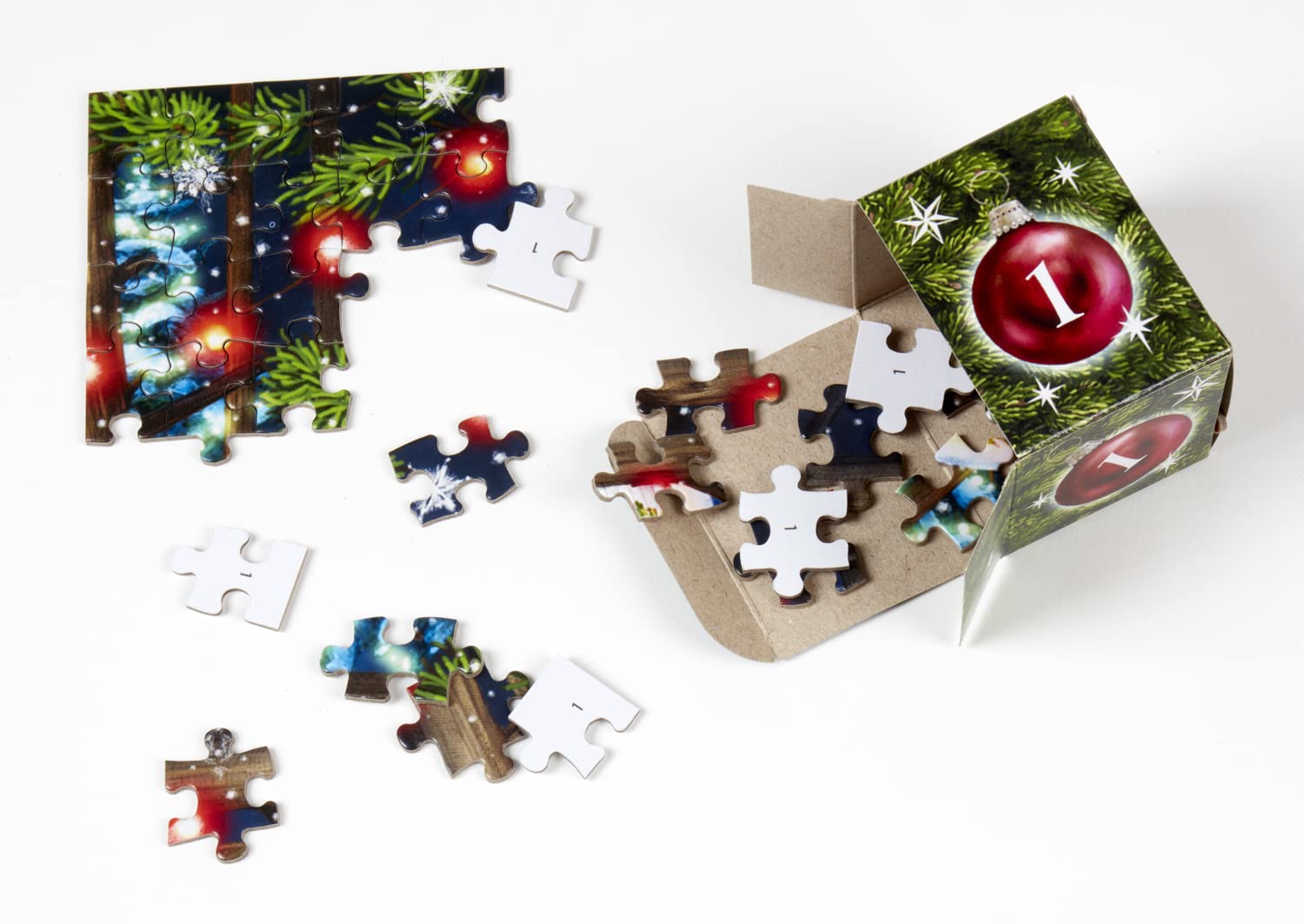Vermont Christmas Company puzzle pieces on premium board, durable and clean assembly.