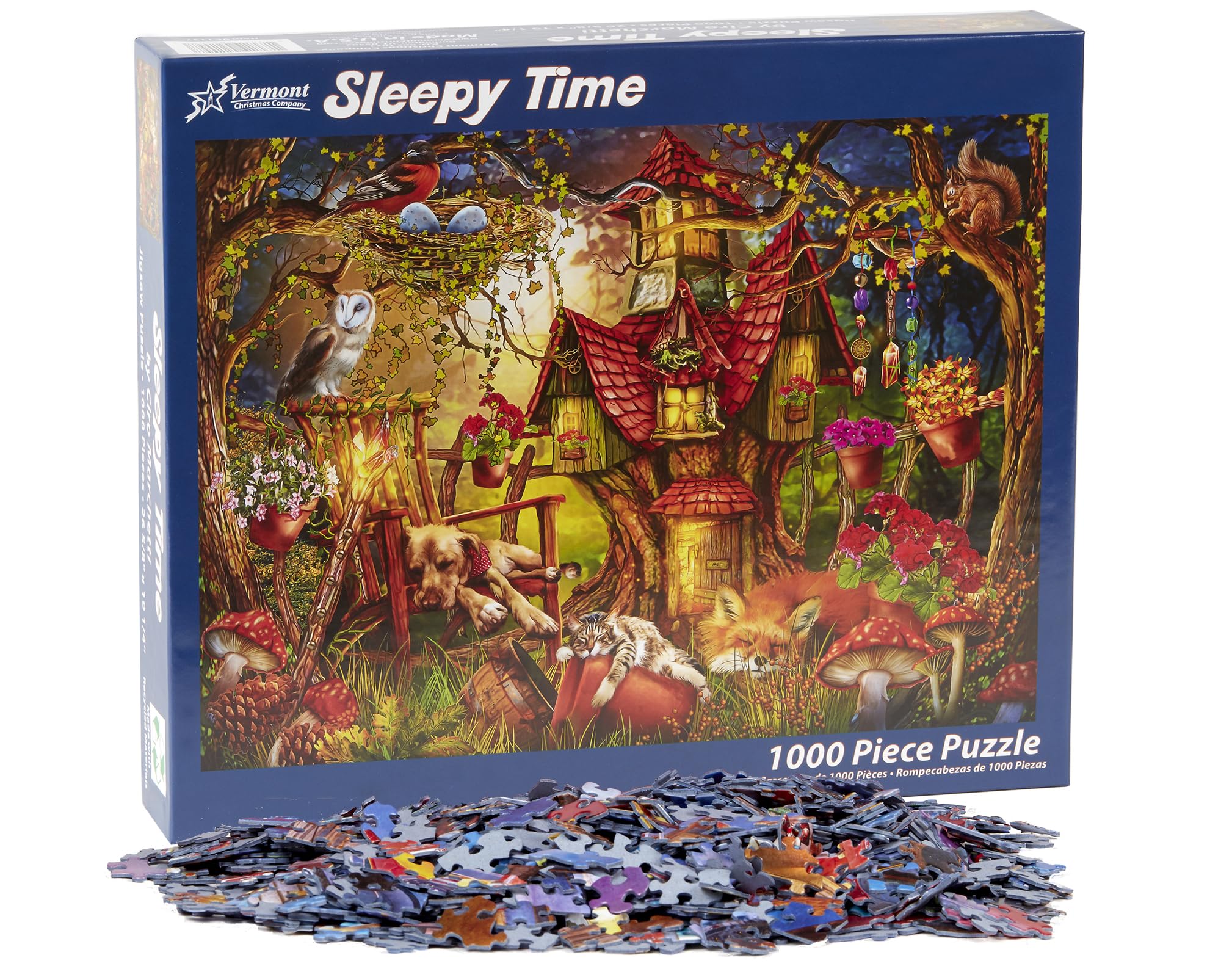 Vermont Christmas Company Sleepy Time puzzle with Ciro Marchetti artwork of cute animals