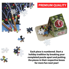 Puzzle board crafted from recycled materials with minimal dust from Vermont Christmas Company.