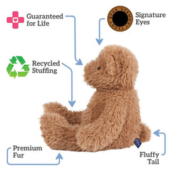 Vermont Teddy Bear 18-inch almond brown fur close-up highlights softness.