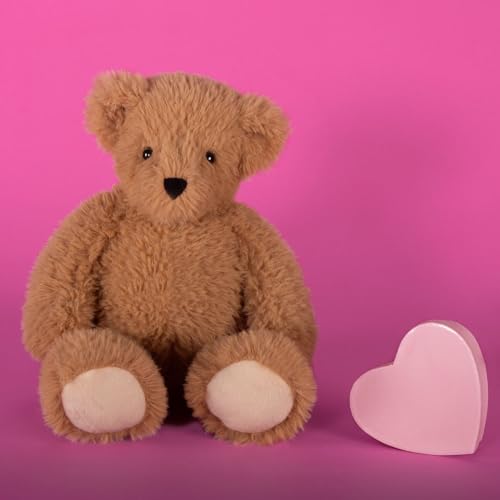 Vermont Teddy Bear 18-inch almond brown hugging pose encourages comforting companionship.