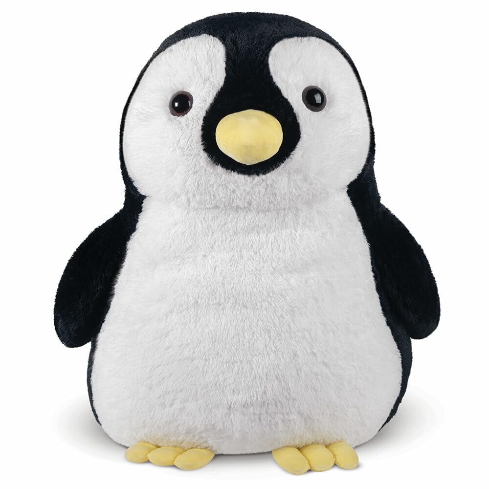 Vermont Teddy Bear giant penguin 28-inch standing, ideal for cozy hugs.