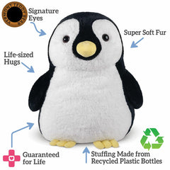 Vermont Teddy Bear giant penguin packaging shot, gift-ready presentation.