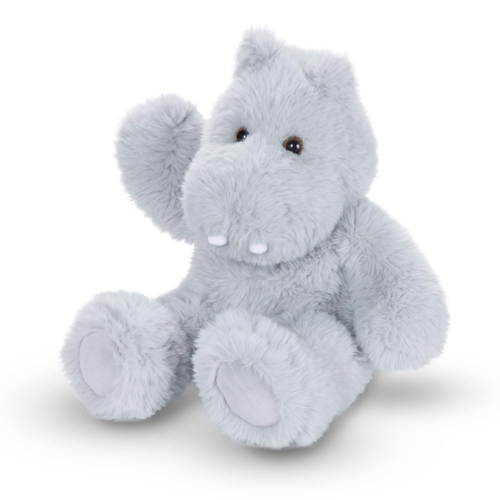 Hippo plush packaging and presentation, ideal for a gift reveal.