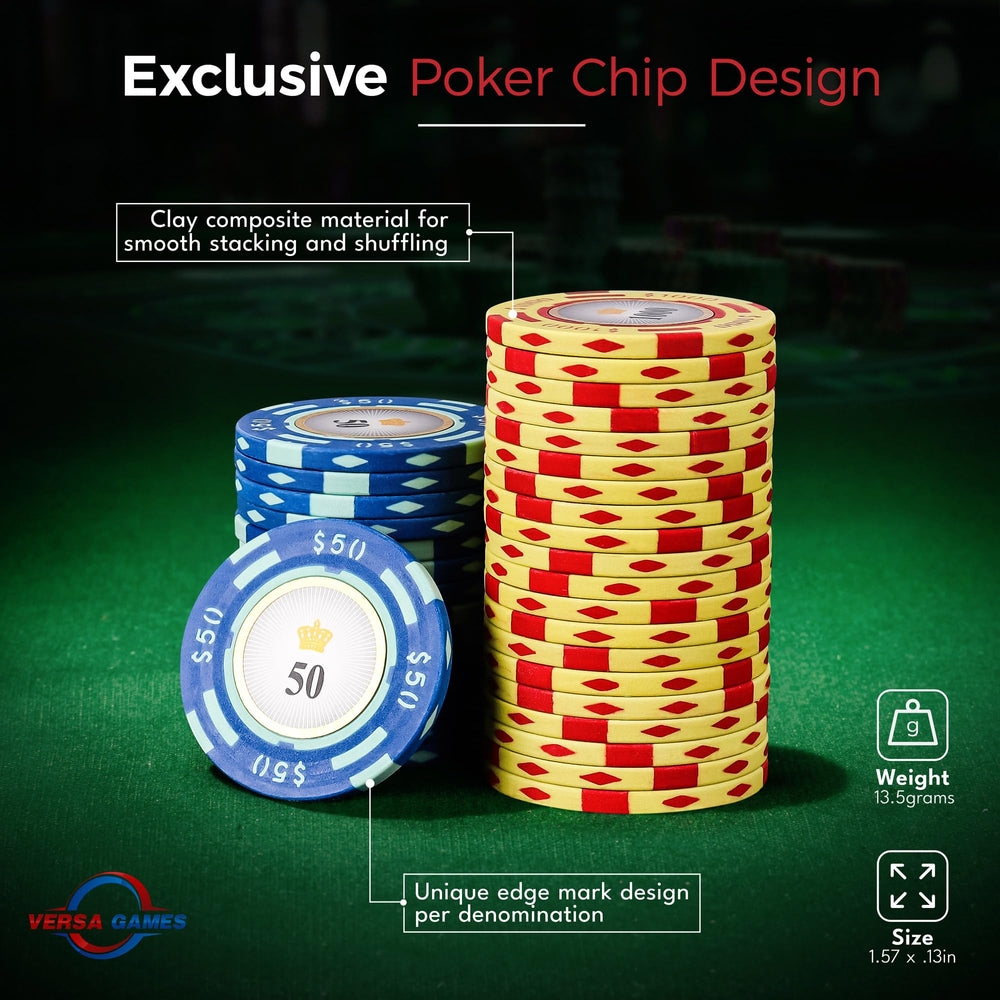 Versa Games poker chips weight 13-5g provides satisfying heft for gameplay