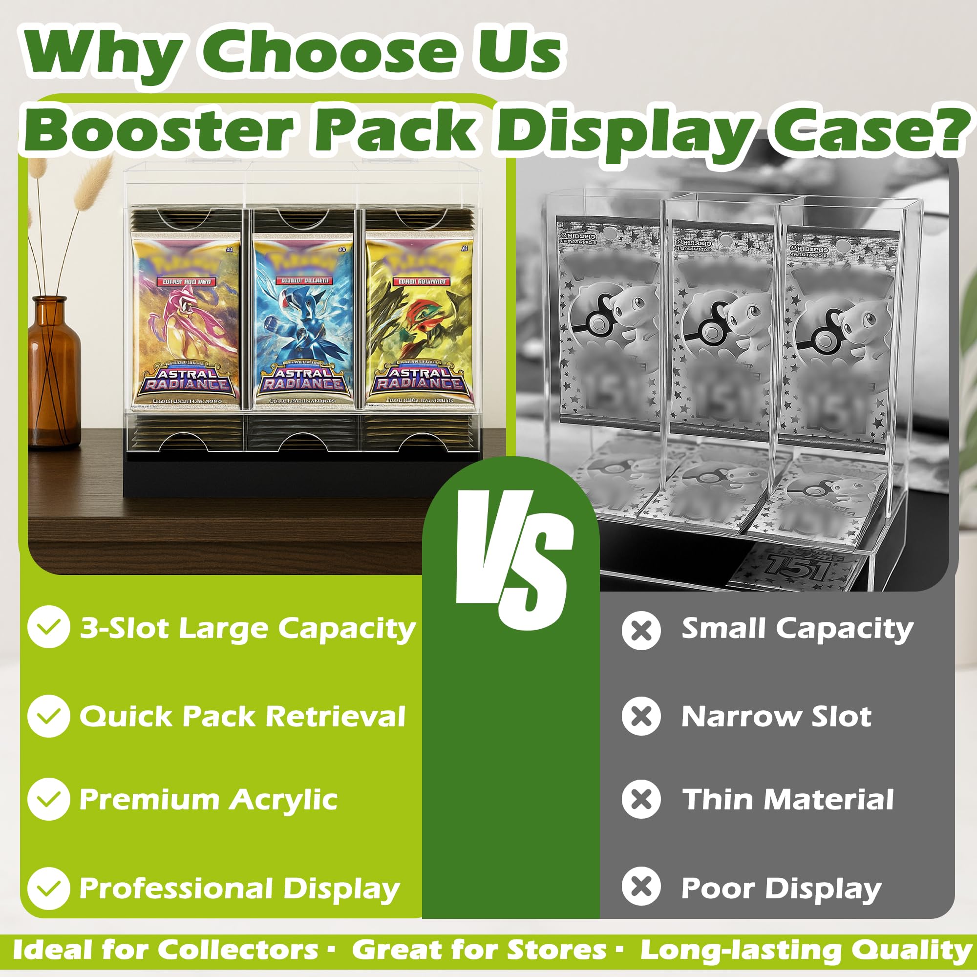 Verssure 3-Slot Booster Pack Dispenser with non-slip base for stable placement.