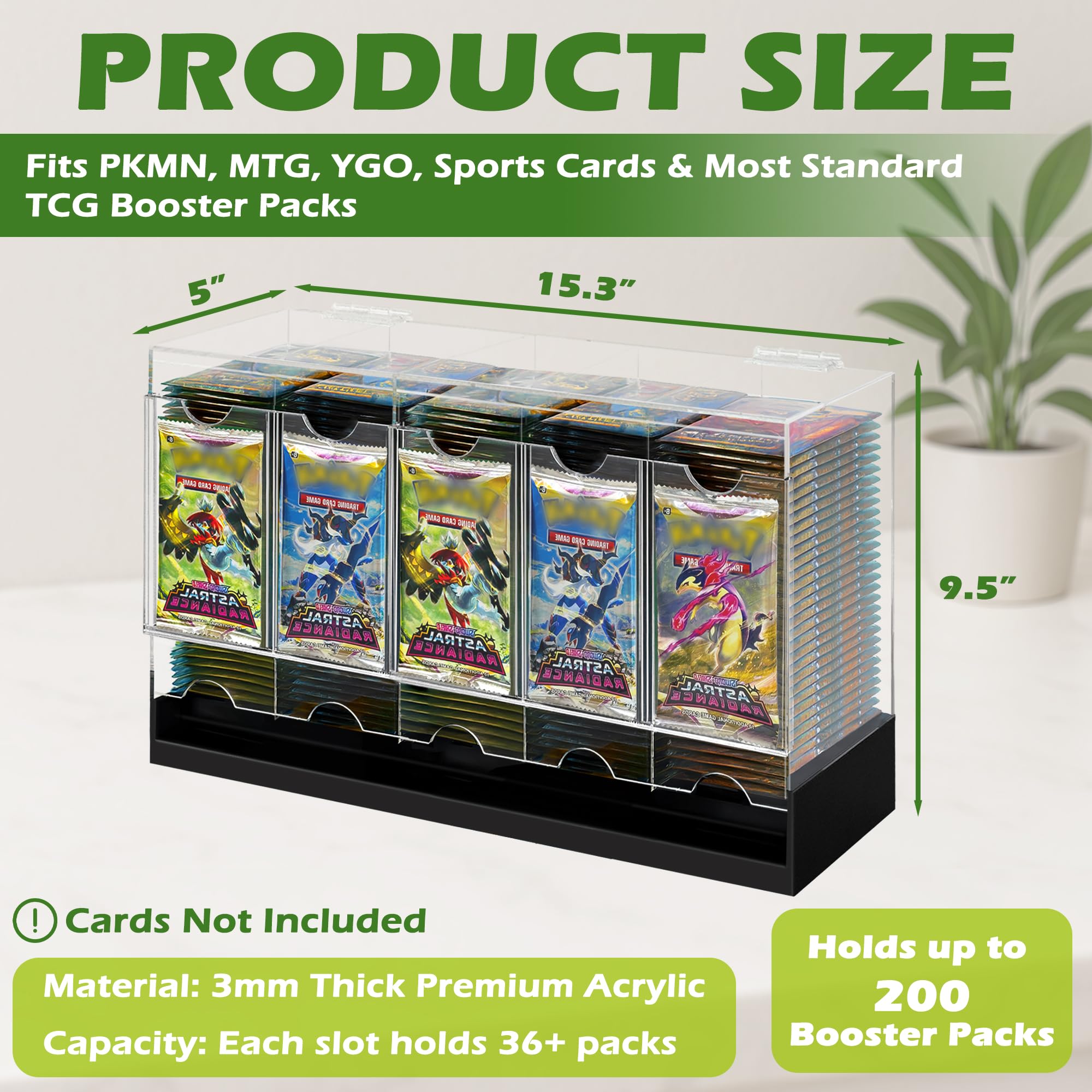 Verssure 5-slot booster pack dispenser side view highlights durable, crystal-clear build.