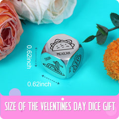 VERTHMOE valentines dice suggests fast food option for playful date night.