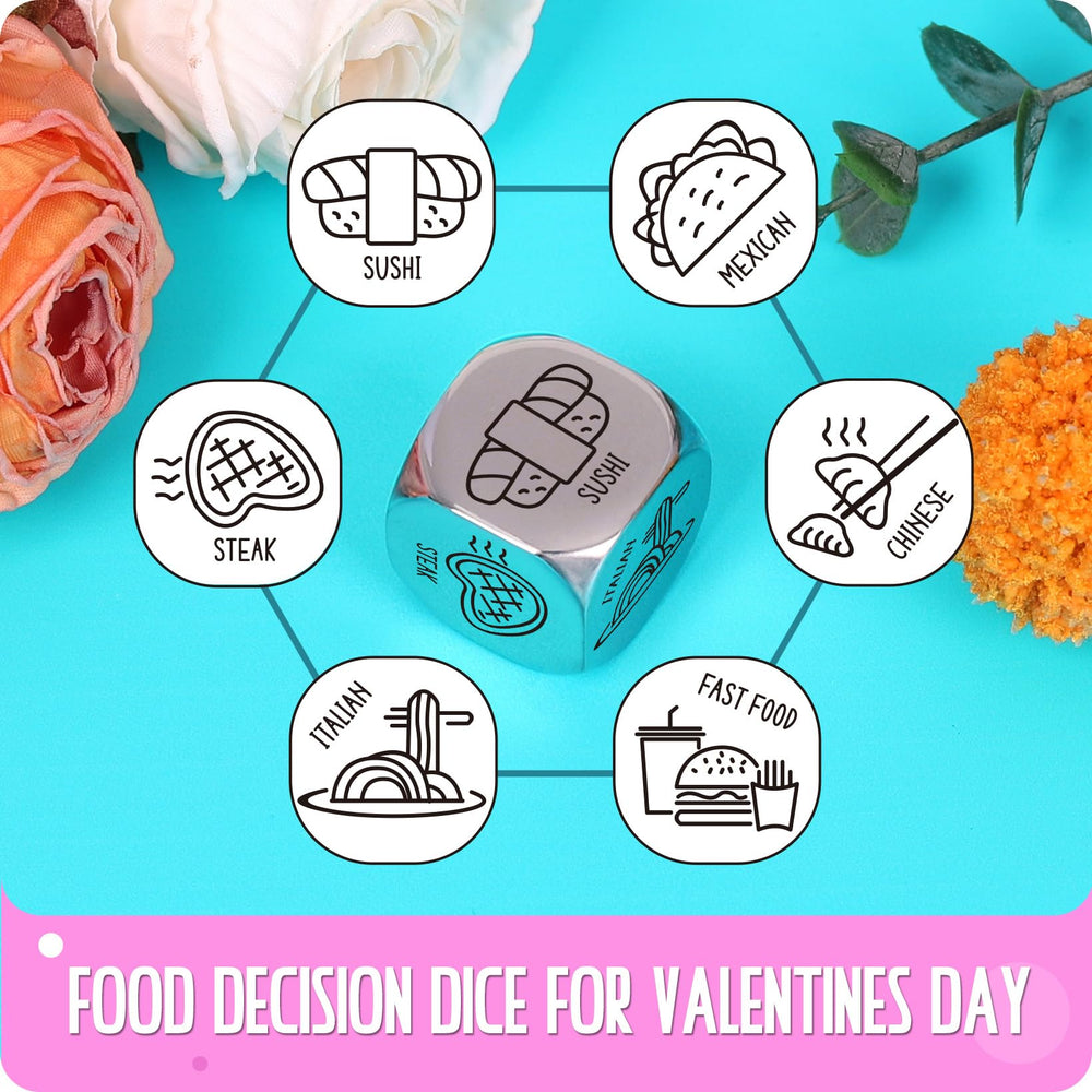 VERTHMOE valentines dice for Mexican cuisine prompts romantic dinner planning.