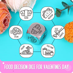 VERTHMOE valentines dice for Mexican cuisine prompts romantic dinner planning.