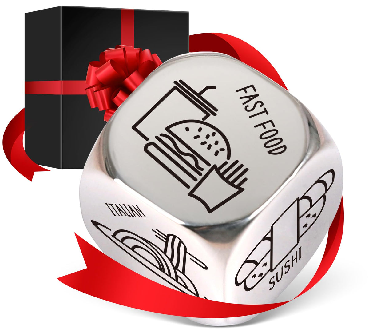 VERTHMOE valentines dice in steel design offering quick dinner ideas for date night.