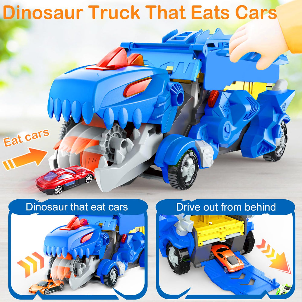 VESIHOLO dinosaur-truck dual-track setup for cooperative racing and strategy.