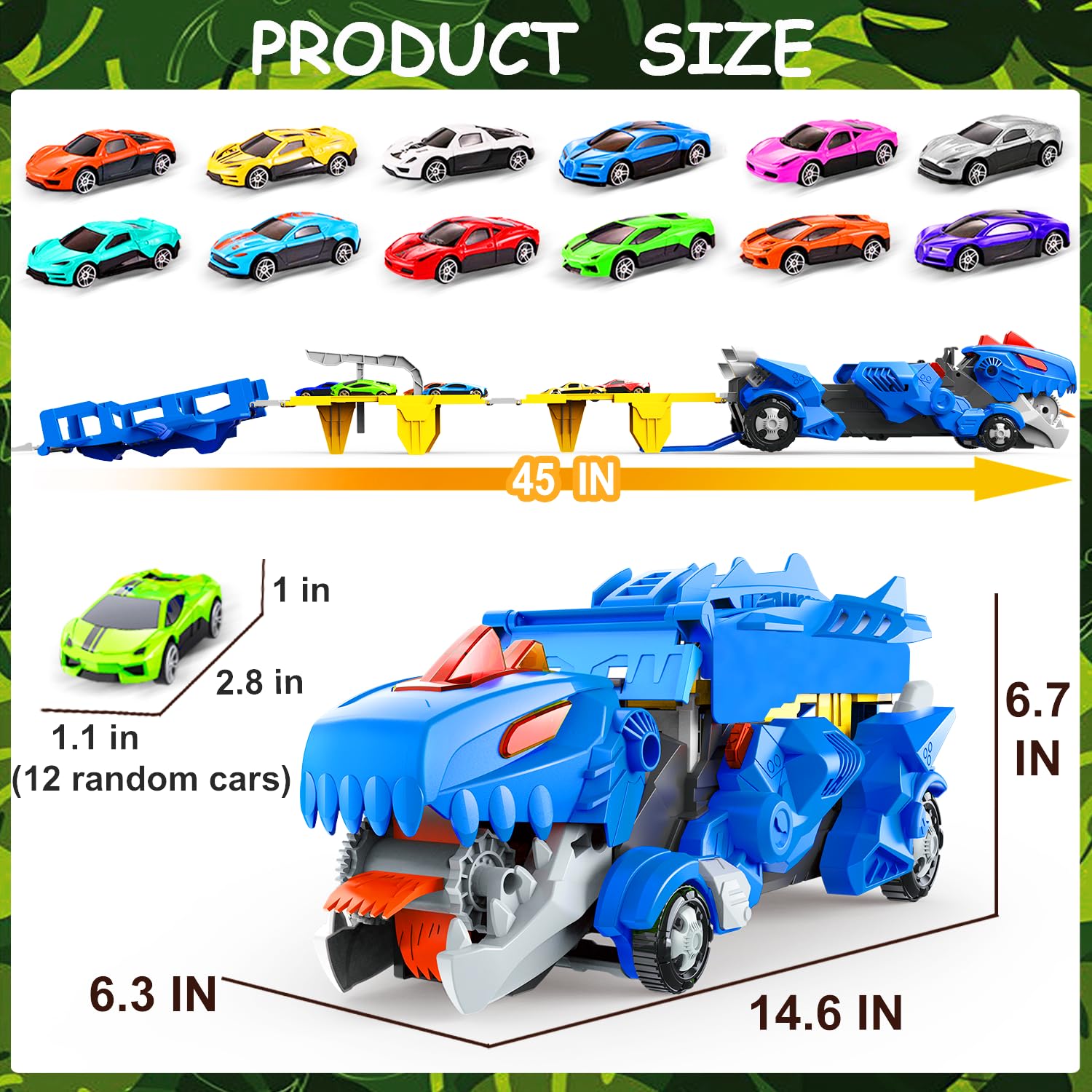 VESIHOLO dinosaur-truck parking spaces help kids stay organized after play.
