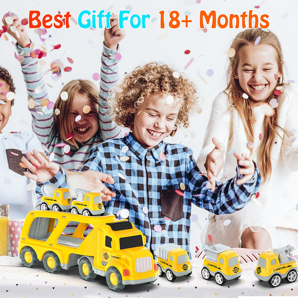 Veslier kids playing with colorful trucks inspires creative stories.