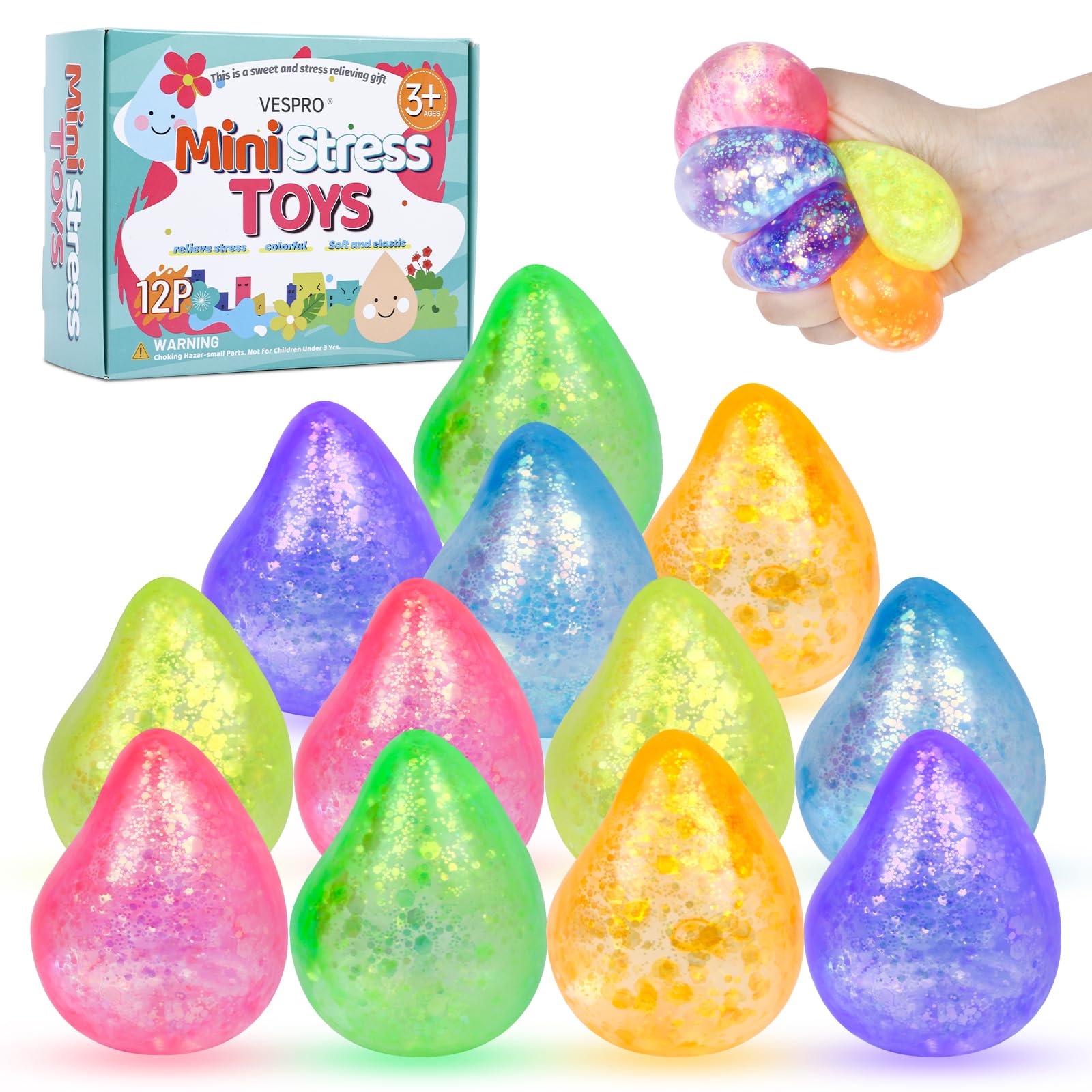 VESPRO 12pack stress balls in a gift box for easy gifting and stress relief.