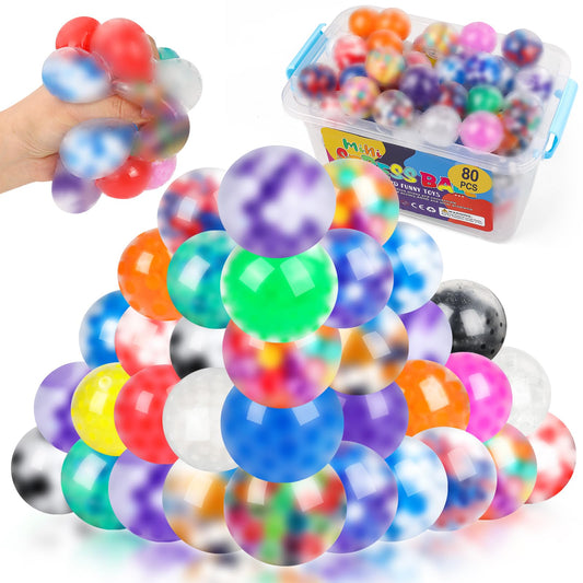 VESPRO 80-pack stress balls in assorted styles for portable fidgeting