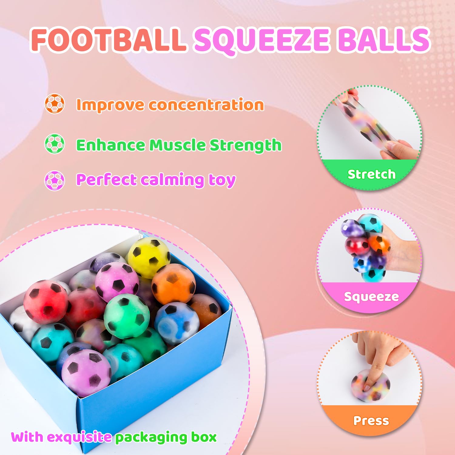VESPRO bulk gift-pack stress balls, perfect for gifting at parties.