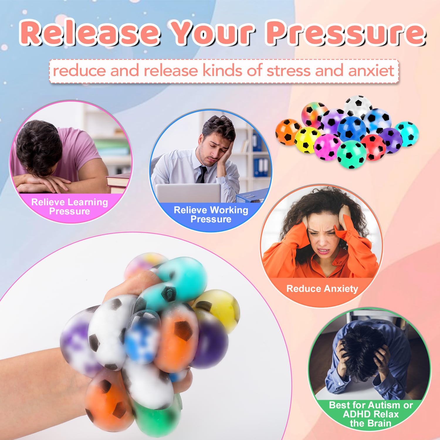 VESPRO palm-sized stress ball 43mm, easy to carry for on-the-go relief.