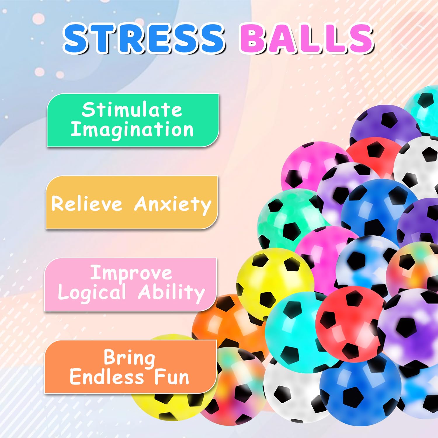 VESPRO soccer-style squishy ball close-up, soothing grip for mindful breaks.