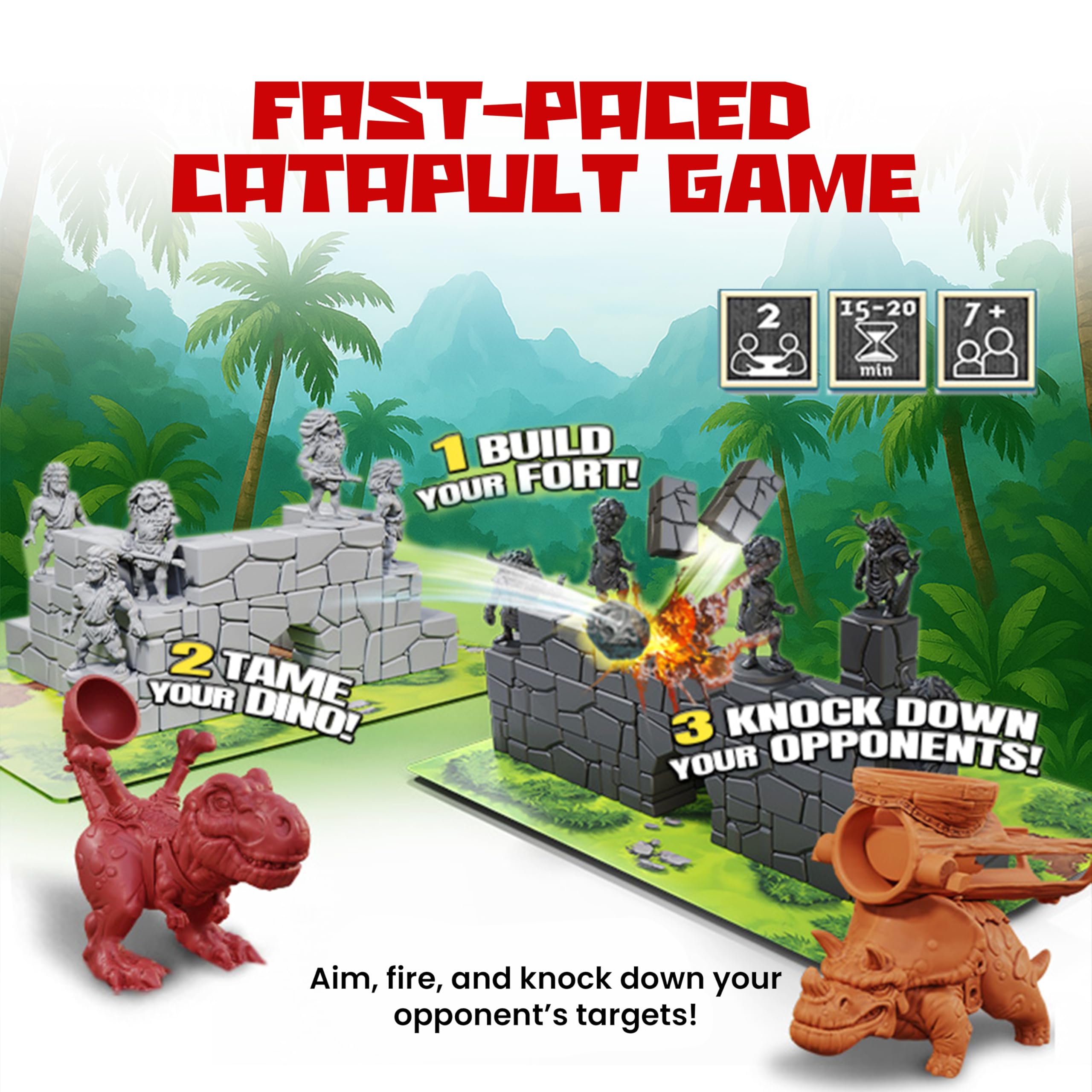 Vesuvius Media Catapult Feud components spread on the table for easy teaching.