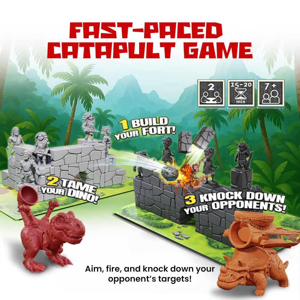 Vesuvius Media Catapult Feud components spread on the table for easy teaching.