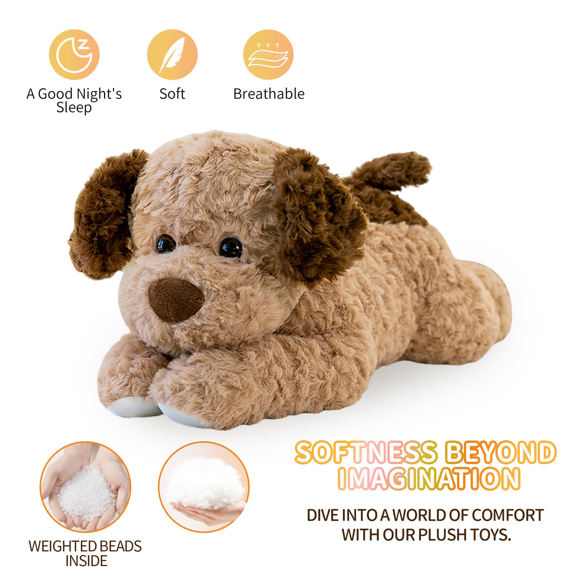 Bead-filled interior of VETENSO dog plush providing gentle weight