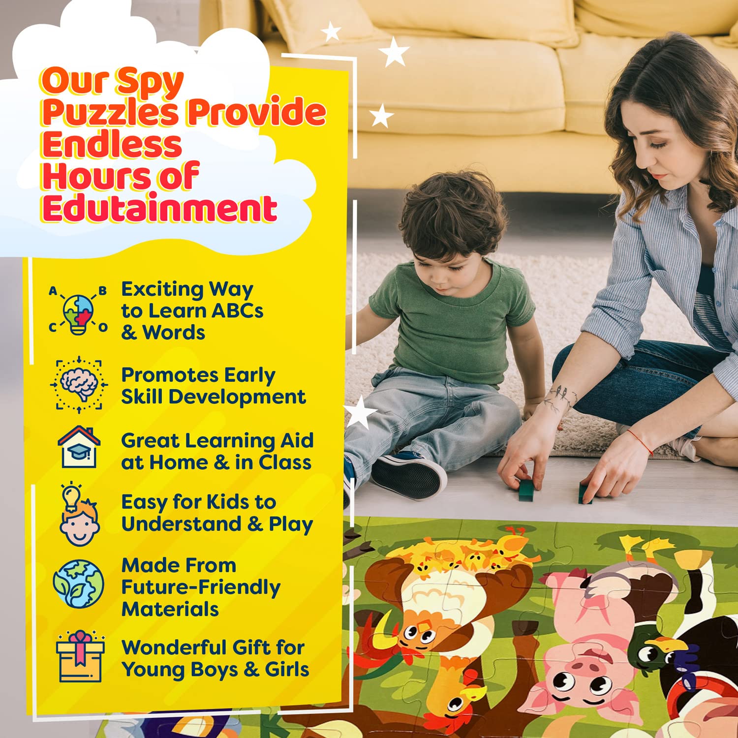 Vevoo I Spy Alphabet Puzzle—letters hidden in the scene spark curiosity