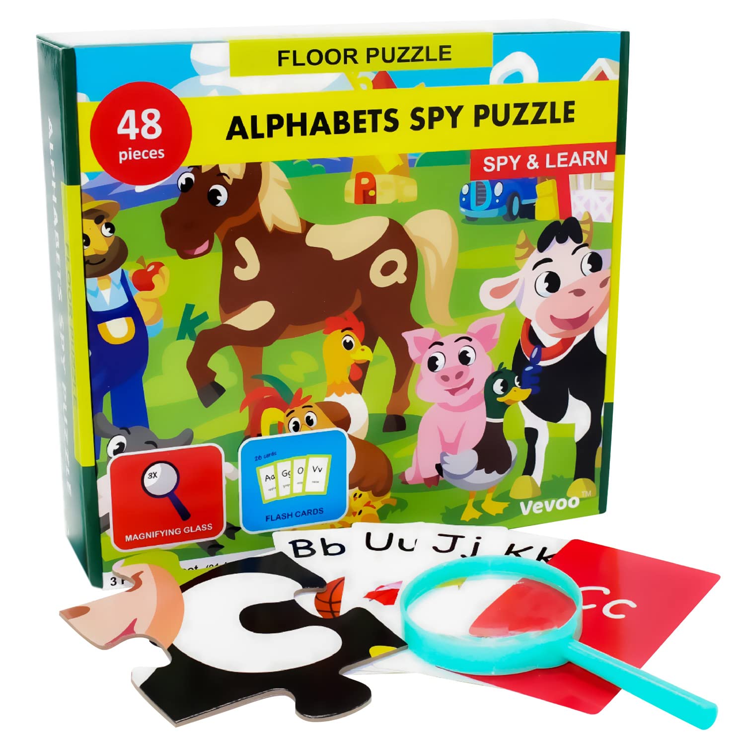 Vevoo I Spy Alphabet Puzzle—magnifying glass for exploring hidden letters