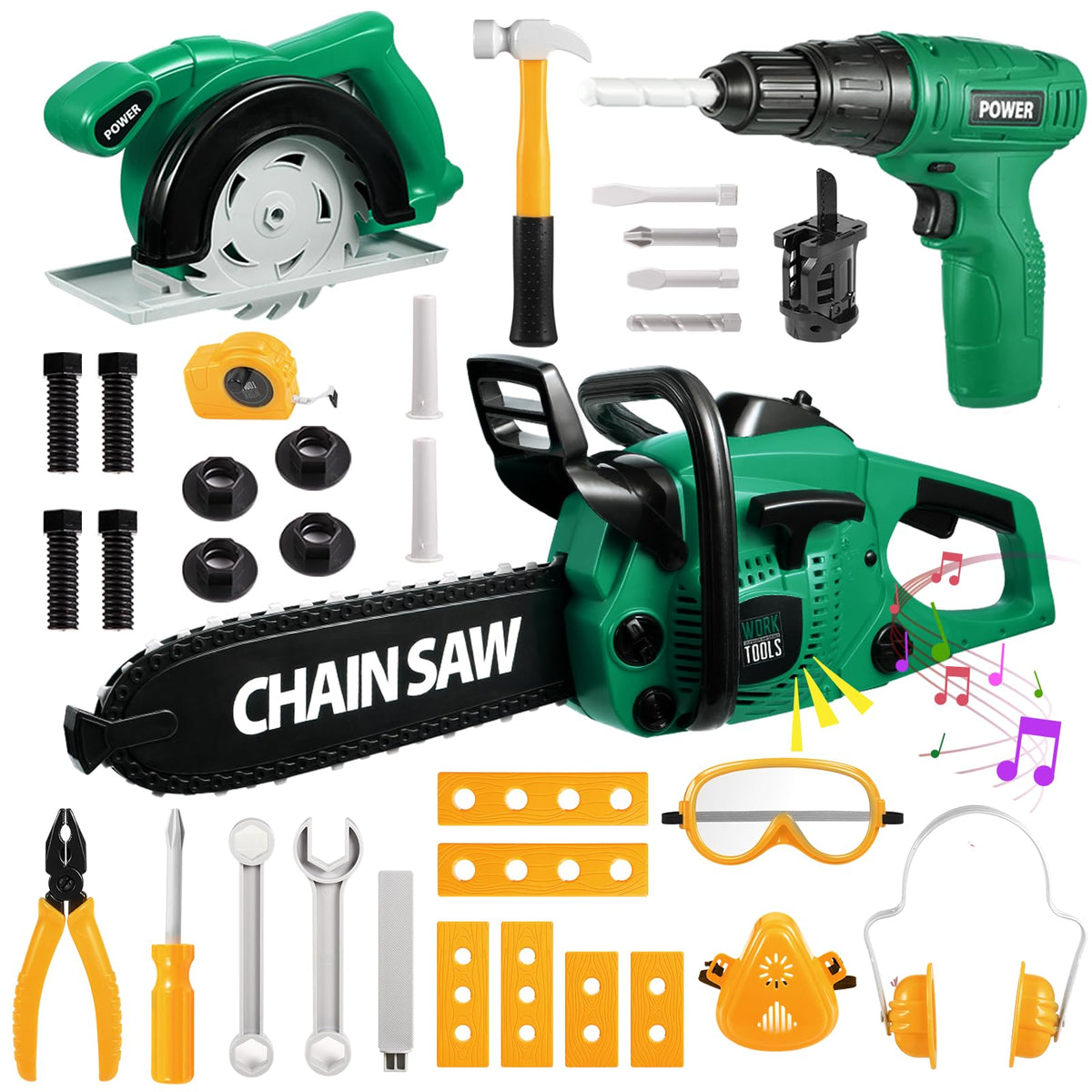 Vextronic toy chainsaw with realistic movements for safe pretend play