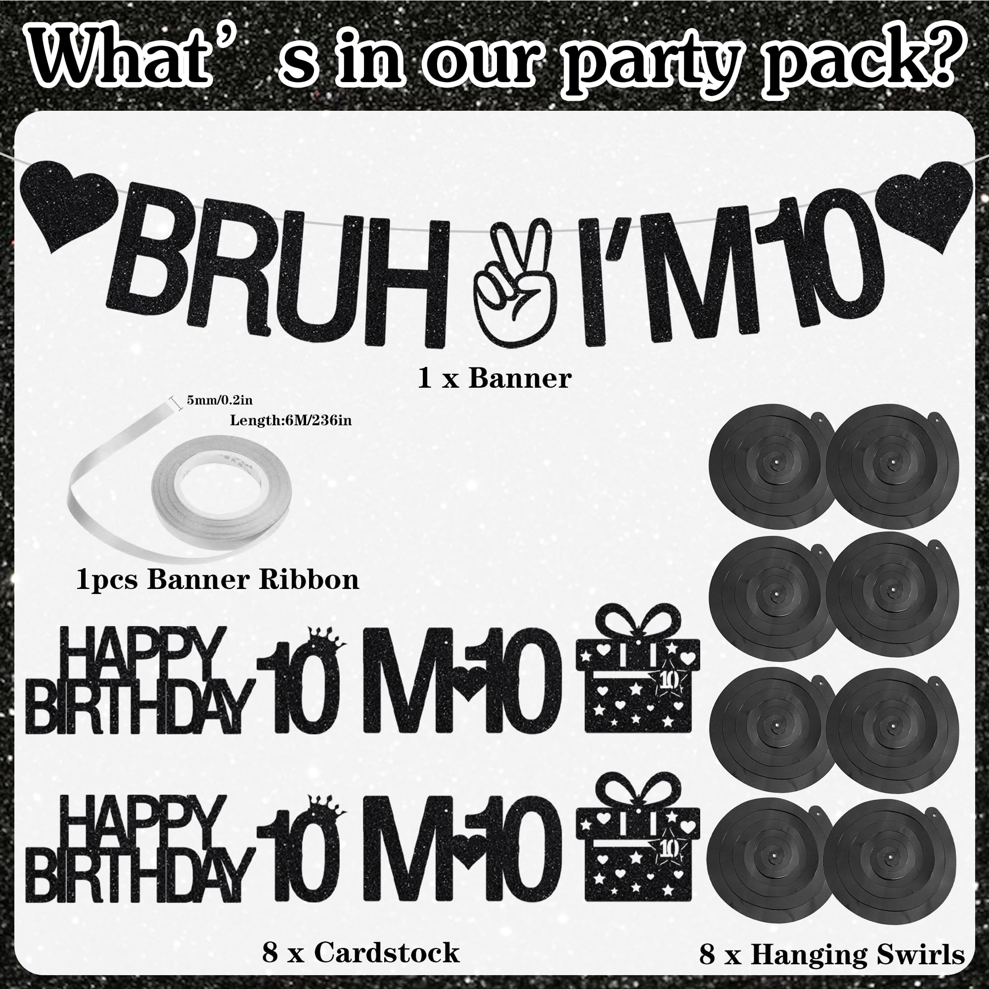 VeyoCraft Bruh I'm 10 banner glitter detail highlighting sparkling letters