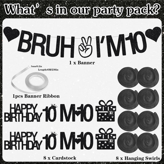 VeyoCraft Bruh I'm 10 banner glitter detail highlighting sparkling letters