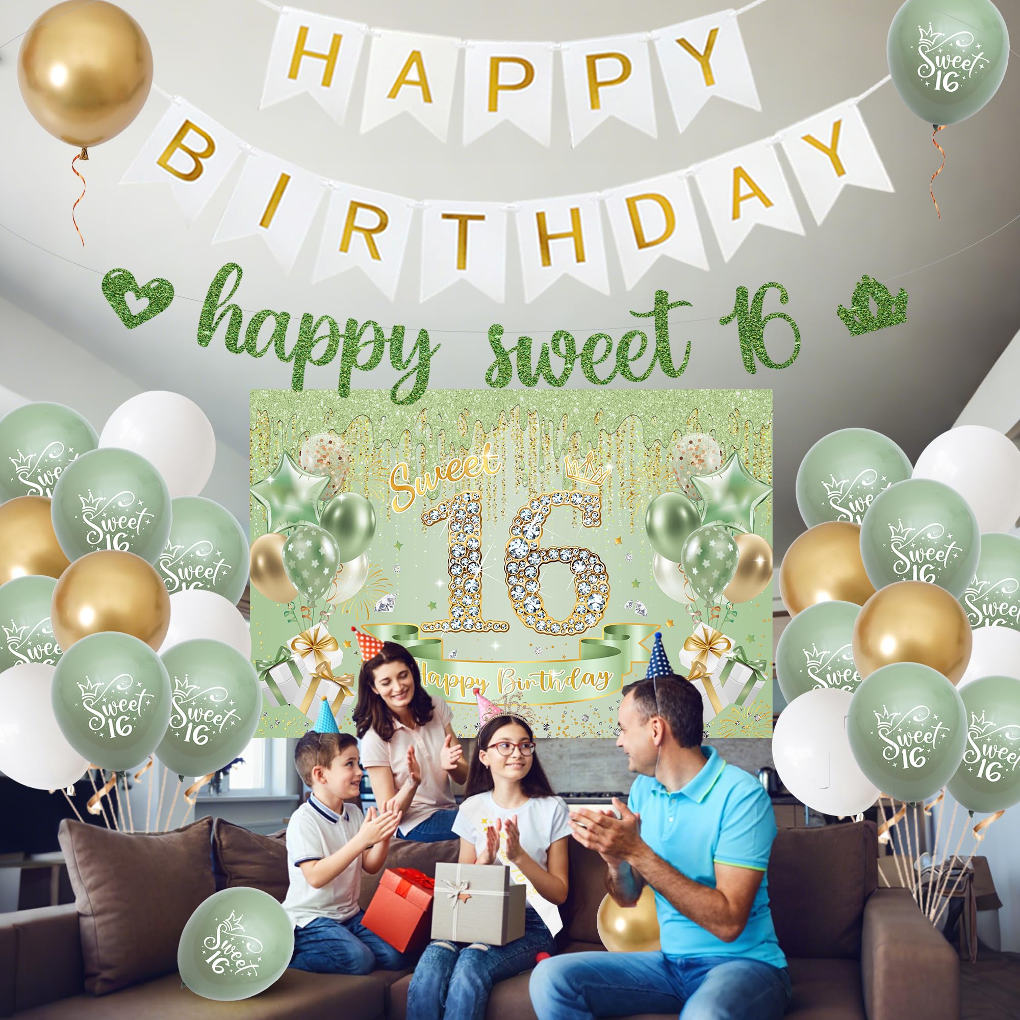 VeyoCraft heart foil balloons sparkle to elevate festive Sage Green decor