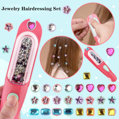 VEYORRA Hair Gem Stamper in action applying sparkling gems to hair