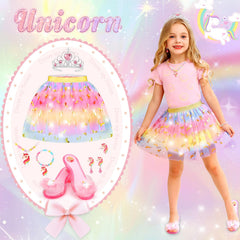 VGOFUN unicorn-themed dress up outfit with tiara and skirt for magical play.