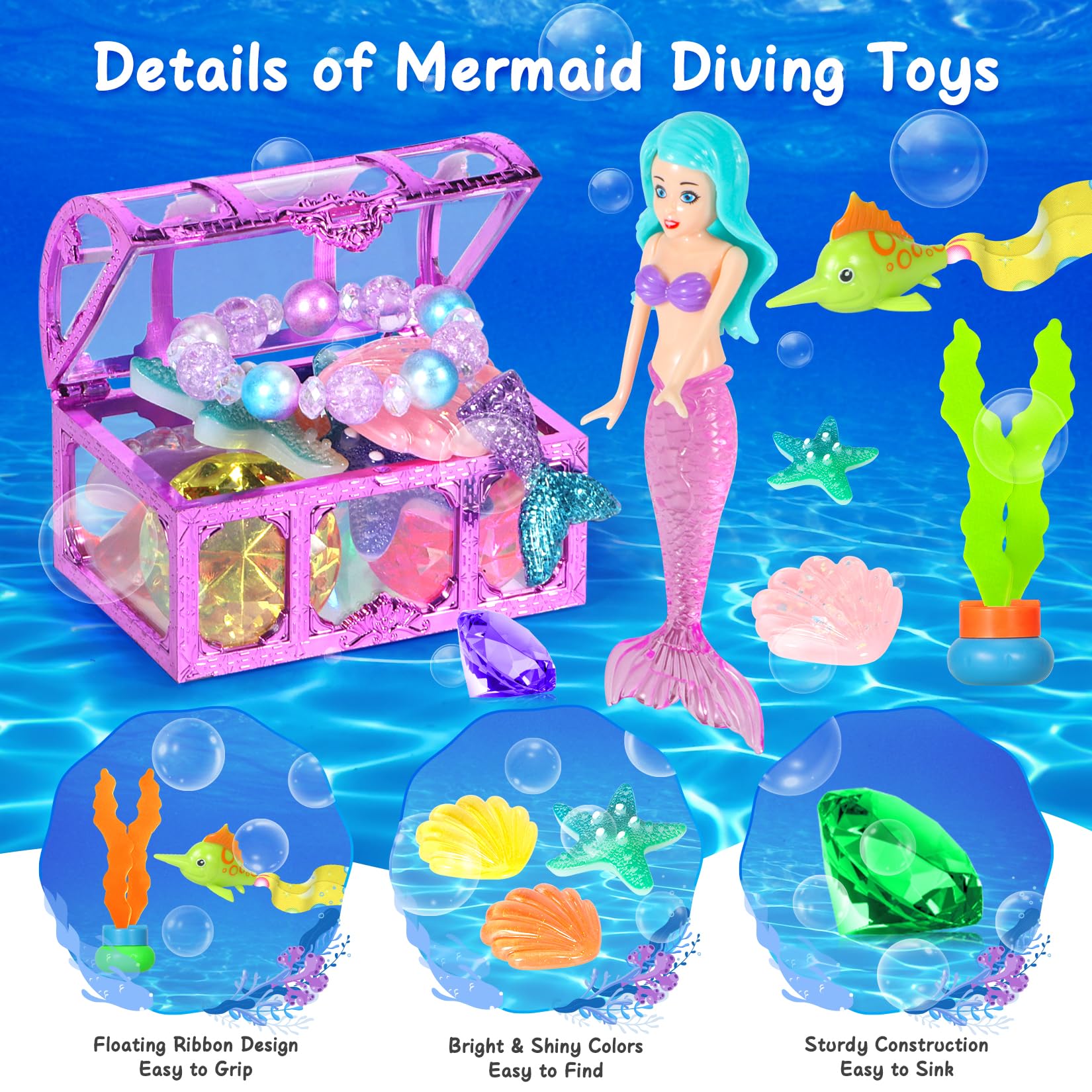 VGOFUN mermaid-diving-toys: friendly mermaids inspire underwater pretend quests.