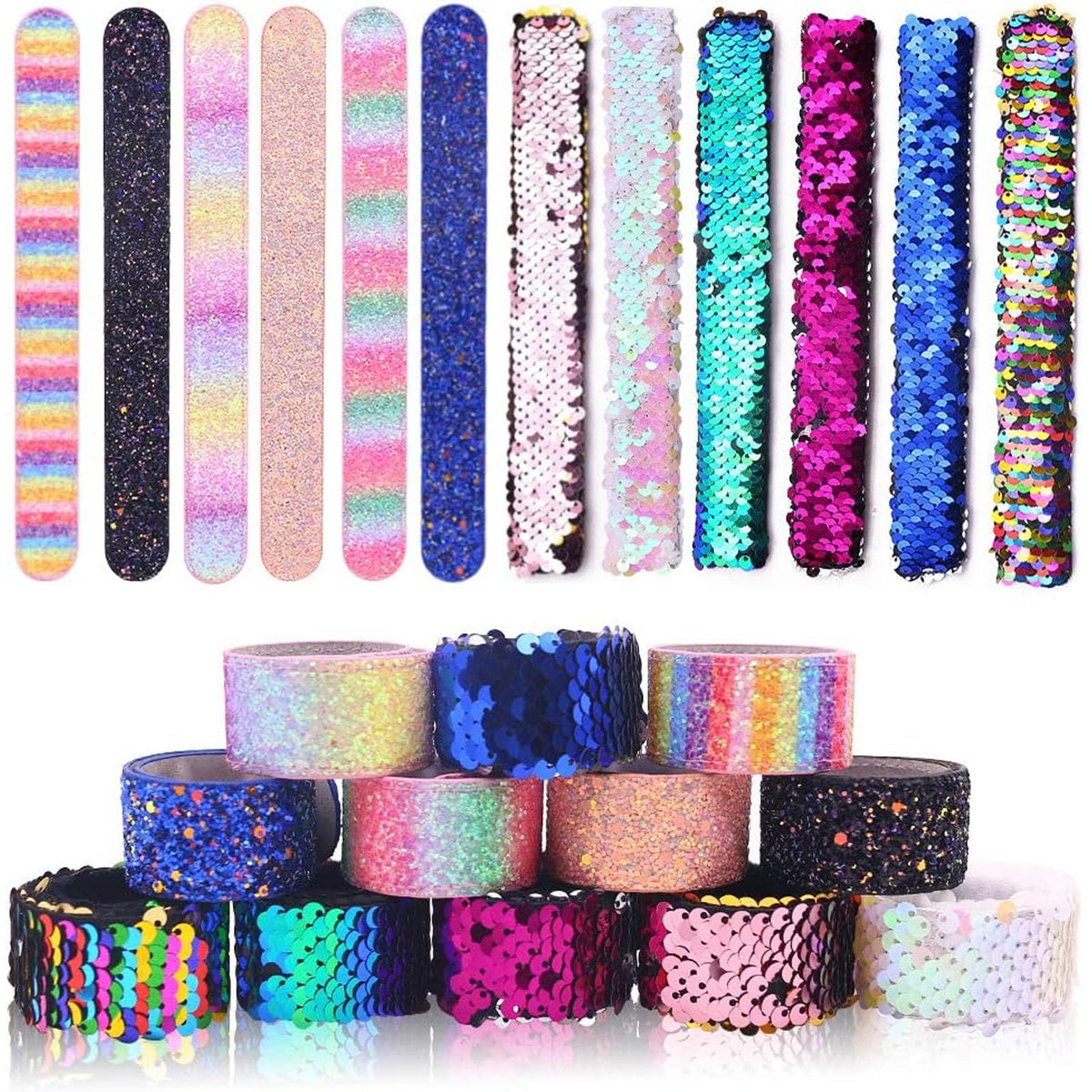 VGOODALL glitter slap bracelet with mermaid sequins for party favors.