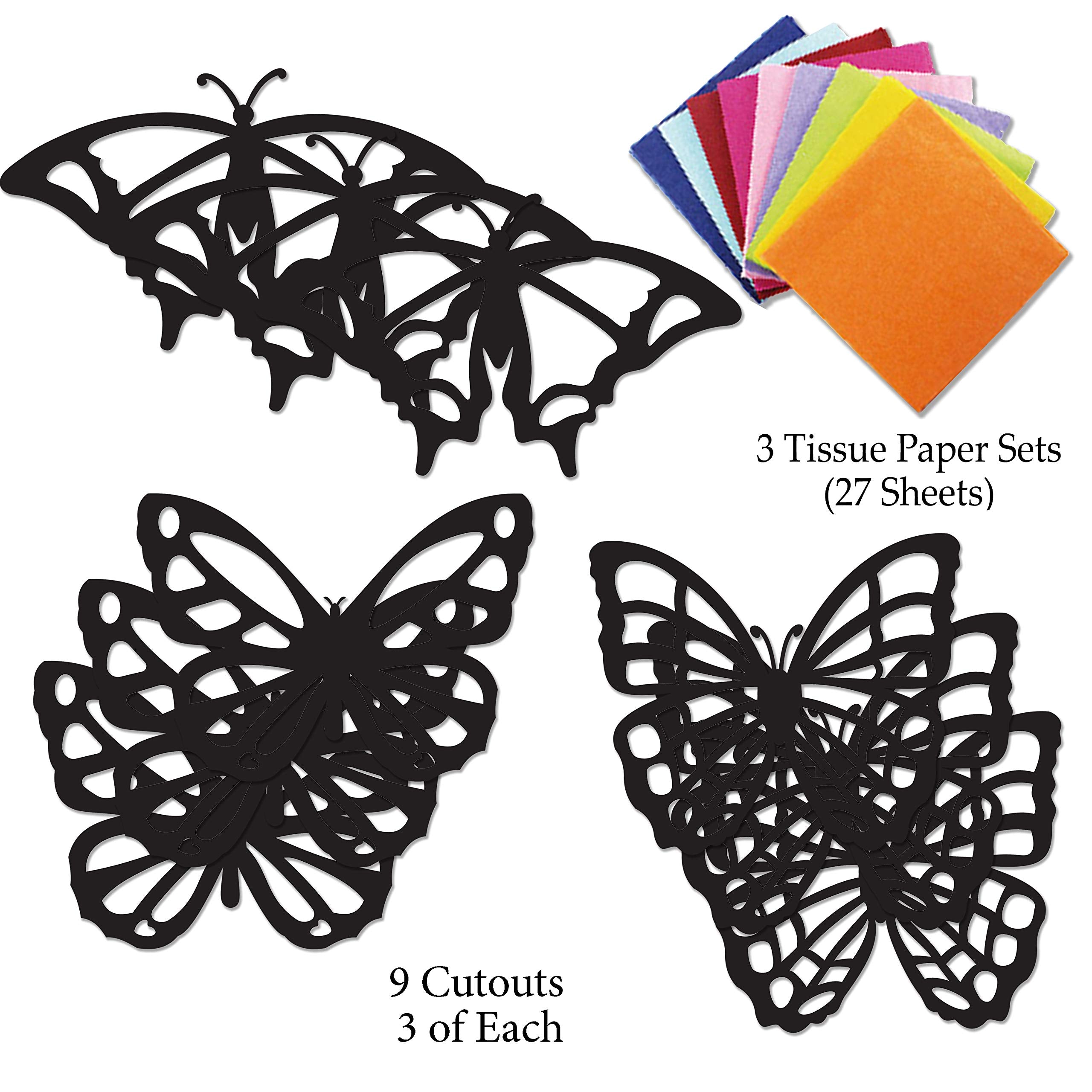 VHALE tissue papers for butterfly suncatchers with nine colors.