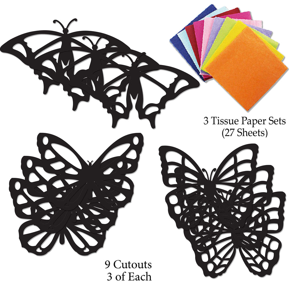 VHALE tissue papers for butterfly suncatchers with nine colors.