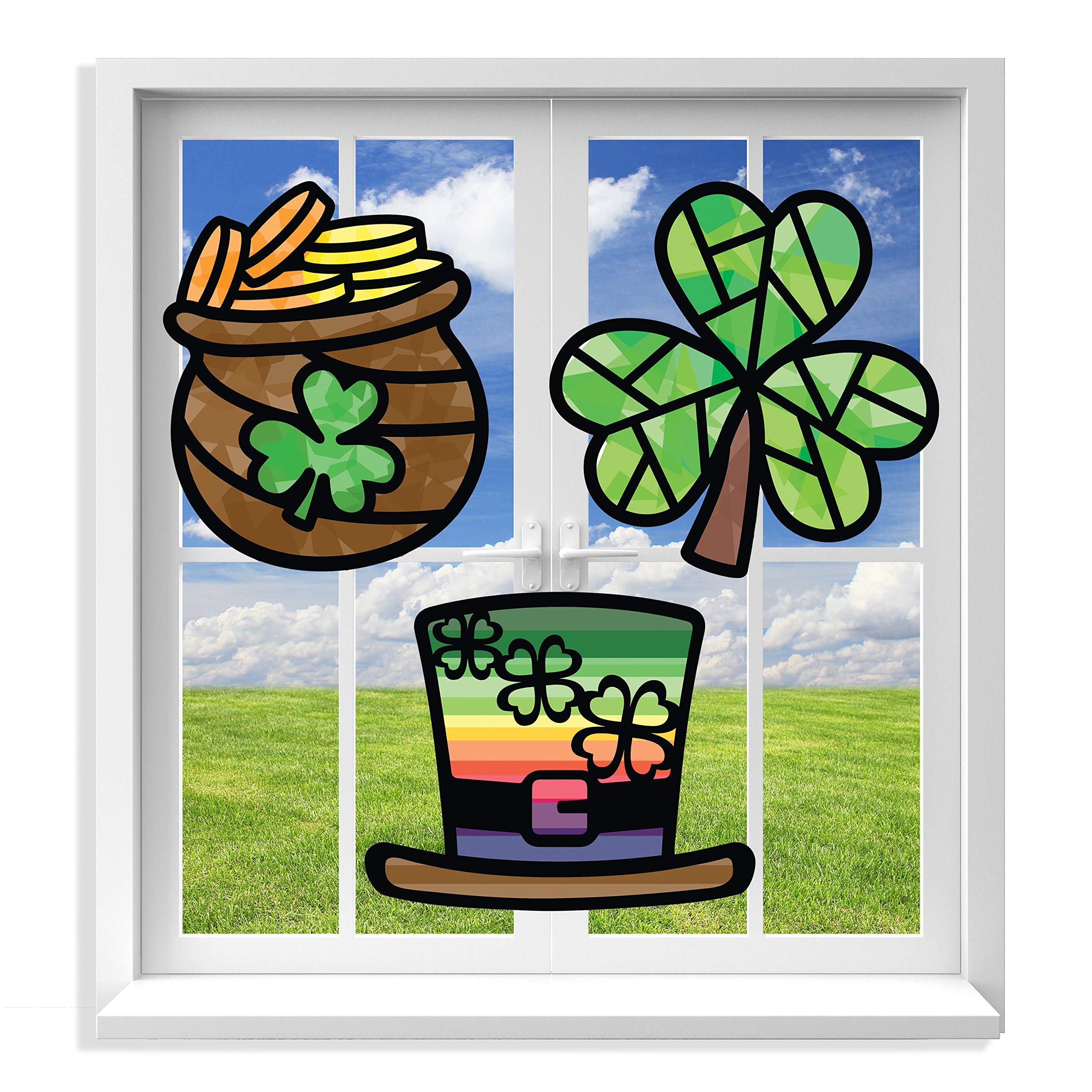 VHALE Suncatchers craft set with St. Patrick's templates for festive window art