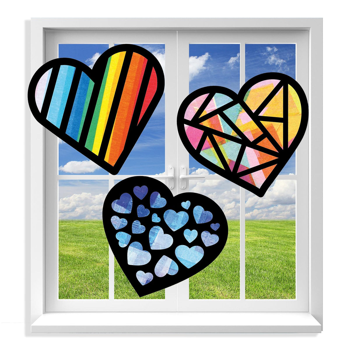 VHALE heart templates for easy suncatchers and bright window decor.