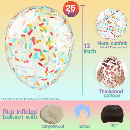 VHUWE clear latex balloons 12 inch with confetti inside for celebrations.