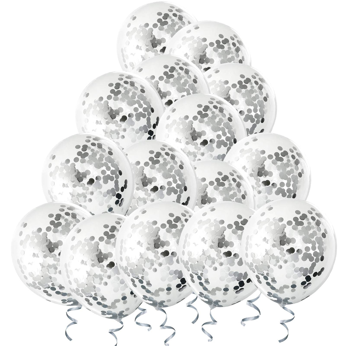 VHUWE silver confetti balloon, 12 inch clear with inside sparkle for festive decor